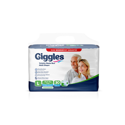 GİGGLES YETİŞKİN HASTA BEZİ BAĞLAMA 30'LU LARGE KOLİ İÇERİĞİ 4'LÜ PAKET GİGGLES YETİŞKİN HASTA BEZİ BAĞLAMA 30'LU LARGE KOLİ İÇERİĞİ 4'LÜ PAKET