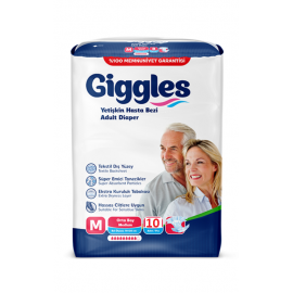 GİGGLES YETİŞKİN HASTA BEZİ BAĞLAMA 10'LU MEDİUM KOLİ İÇERİĞİ 12'Lİ PAKET