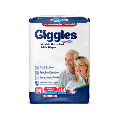 GİGGLES YETİŞKİN HASTA BEZİ BAĞLAMA 10'LU MEDİUM KOLİ İÇERİĞİ 12'Lİ PAKET GİGGLES YETİŞKİN HASTA BEZİ BAĞLAMA 10'LU MEDİUM KOLİ İÇERİĞİ 12'Lİ PAKET