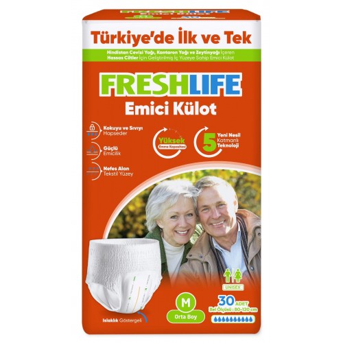 FRESLİFE EMİCİ KÜLOTLU HASTA BEZİ 30'LU MEDİUM KOLİ İÇERİĞİ 4'LÜ PAKET