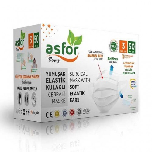 ASFOR MASKE 50'Lİ BEYAZ ASFOR MASKE 50'Lİ BEYAZ