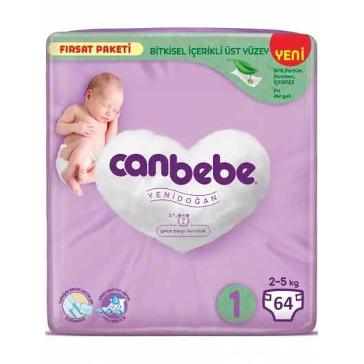 CANBEBE YENİ DOĞAN ÇOCUK BEZİ NO:1 (2-5 KG) 64'Lü