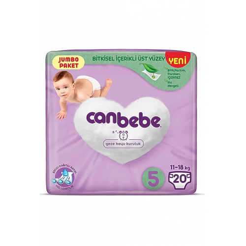 CANBEBE ÇOCUK BEZİ NO:5 (11-18 KG) 20'Lİ CANBEBE ÇOCUK BEZİ NO:5 (11-18 KG) 20'Lİ