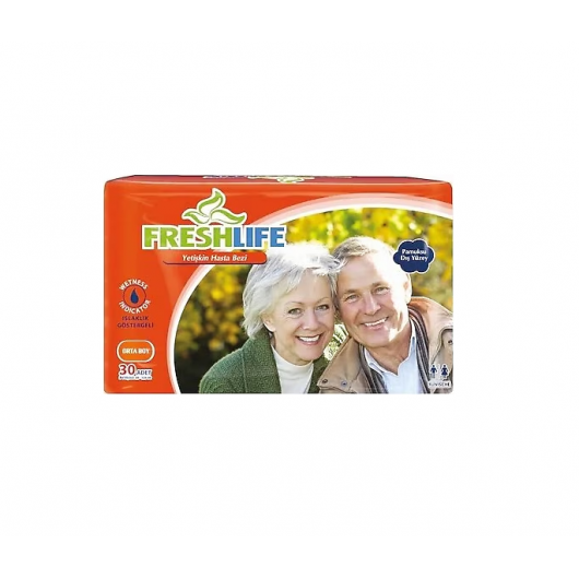 FRESHLİFE YETİŞKİN HASTA BEZİ BAĞLAMA 30'LU MEDİUM KOLİ İÇERİĞİ 4'LÜ PAKET
