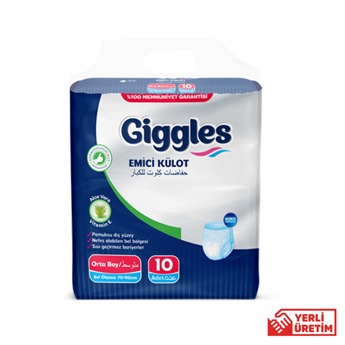 GİGGLES EMİCİ KÜLOTLU HASTA BEZİ 10'LU MEDİUM KOLİ İÇERİĞİ 12'Lİ PAKET GİGGLES EMİCİ KÜLOTLU HASTA BEZİ 10'LU MEDİUM KOLİ İÇERİĞİ 12'Lİ PAKET