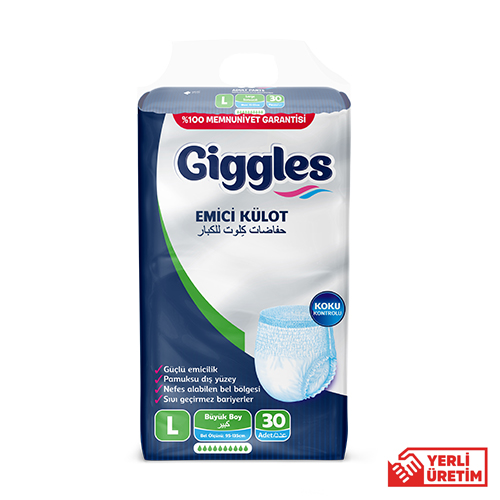 GİGGLES EMİCİ KÜLOTLU HASTA BEZİ 30'LU LARGE KOLİ İÇERİĞİ 4'LÜ PAKET GİGGLES EMİCİ KÜLOTLU HASTA BEZİ 30'LU LARGE KOLİ İÇERİĞİ 4'LÜ PAKET