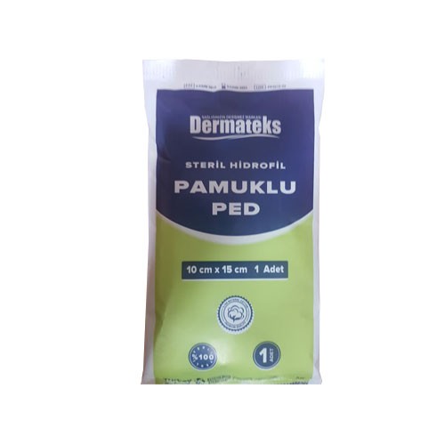 DERMATEKS STERİL PAMUKLU PED 10 CM X 15 CM DERMATEKS STERİL PAMUKLU PED 10 CM X 15 CM